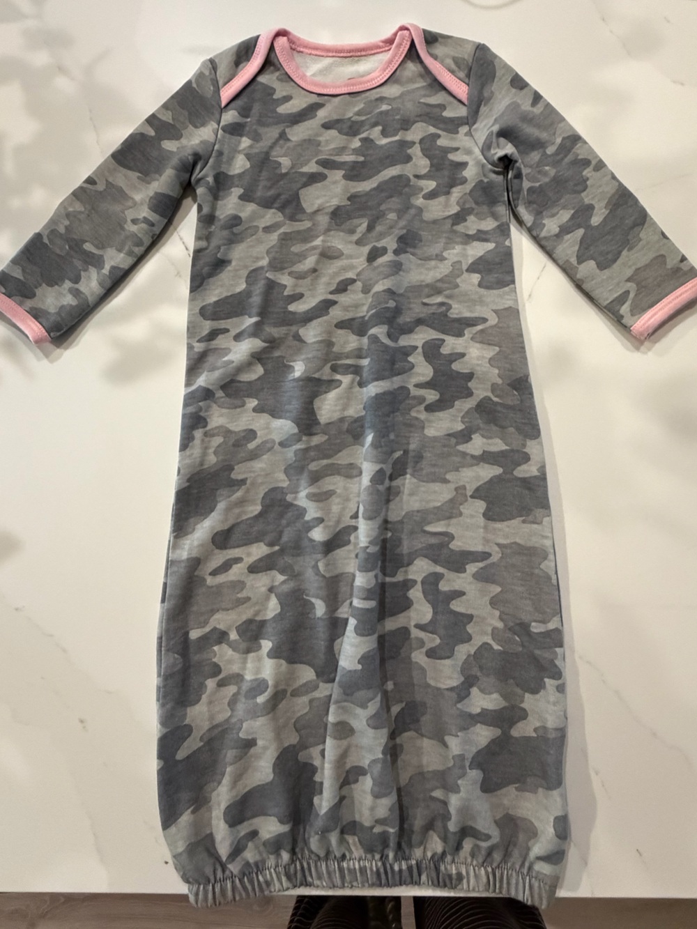 BASS PRO SHOP Girls' Gray Camo Sleep Gown with Pink Trim